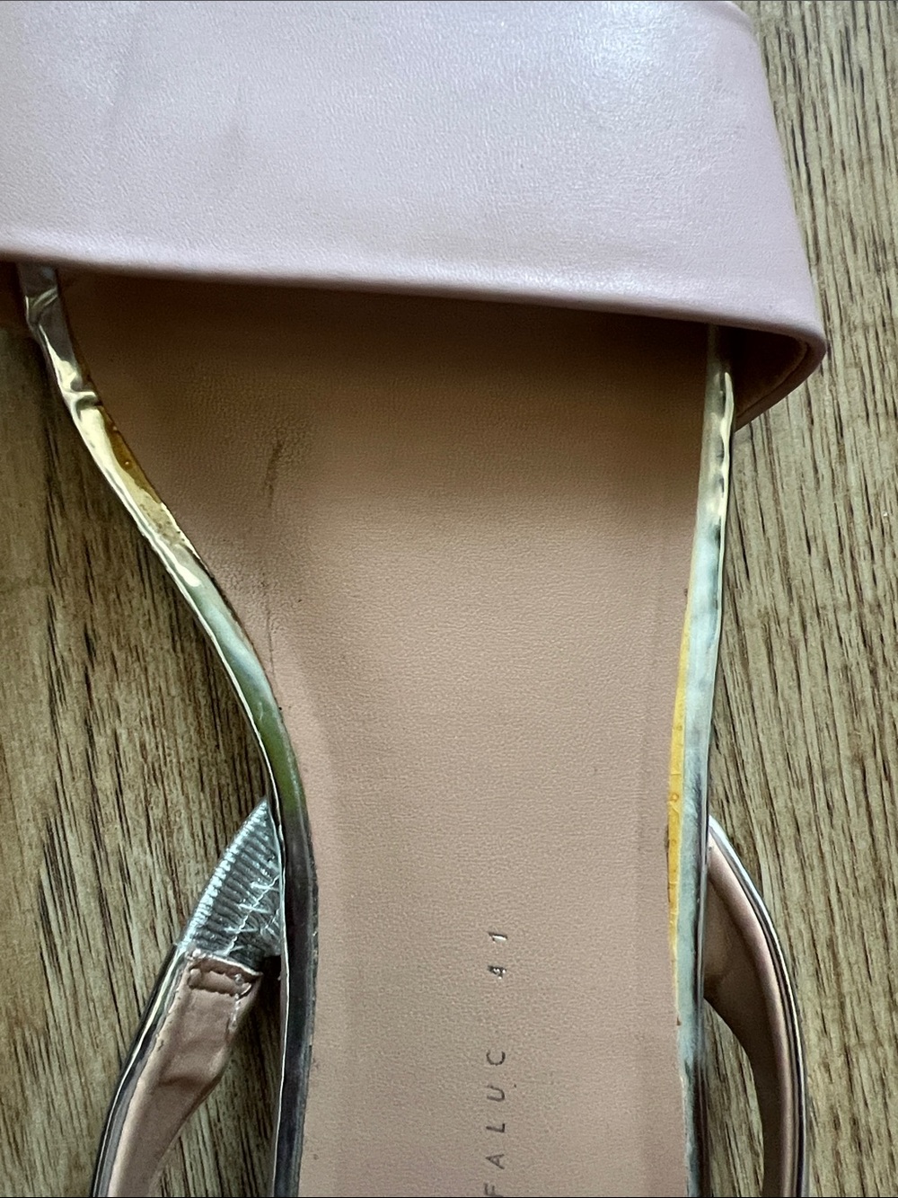 Zara Blush Pink Slide Sandals with Silver Accents Size 41 or 10 - Picture 4 of 7